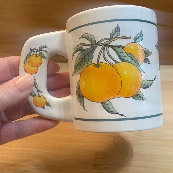 Vintage Oranges on the Vine Fruit Naval Oranges Coffee Cup Mug Cool Wide Handle - Picture 1 of 9